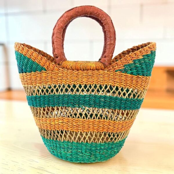 Traditional mini handwoven Bolga basket from Northern Ghana