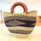 Mini elephant grass market basket woven in Bolgatanga Ghana