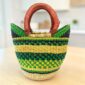 Mini Ghana shopping basket woven from elephant grass in Bolgatanga