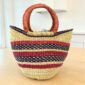 Mini Bolga market basket handwoven from sustainable elephant grass in Ghana