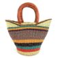 Front view of the mini market basket with close stripes in deep and bright tones