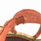 Close-up of the imperfection in the leather handle of the mini market basket