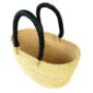 a brighton shopping basket in natural colour with black leather handles