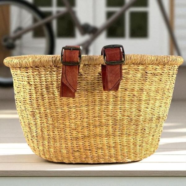 natural-woven-Bicycle-basket-bashiri natural bolga basket for bicycle with leather straps