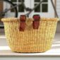 natural bolga basket for bicycle with leather straps