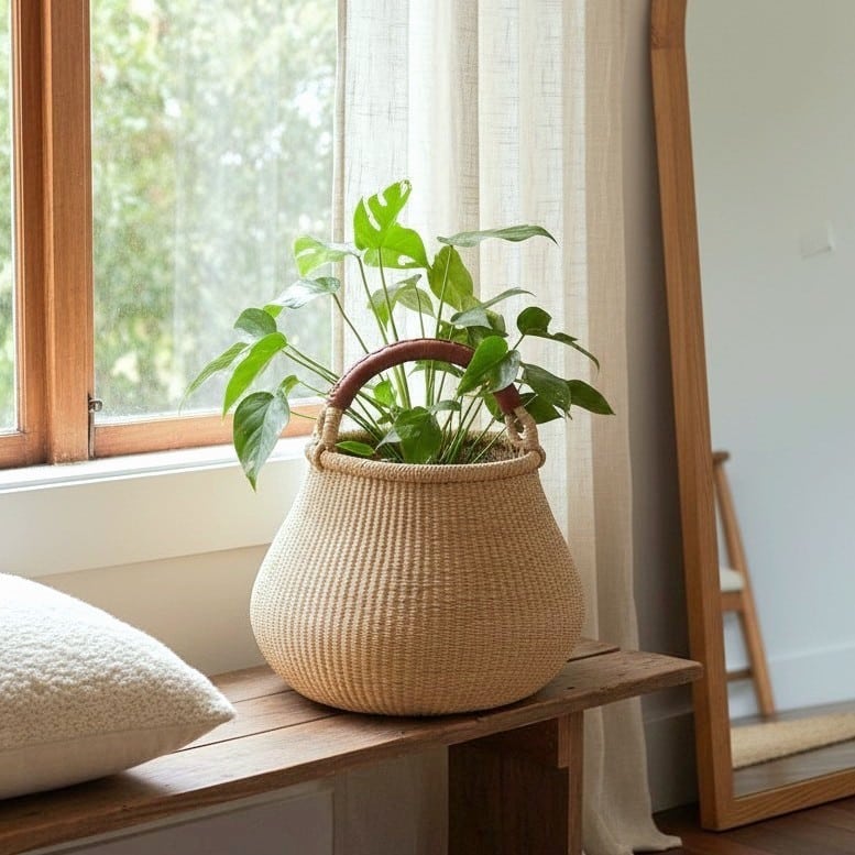 woven pot bolga basket elephant grass