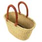 Angled view of the oval Bolga basket with natural undyed straw, showing the woven interior