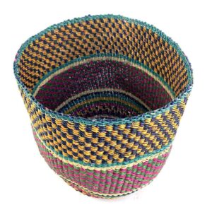 Top view of the jewel-tone planter basket showing the woven interior