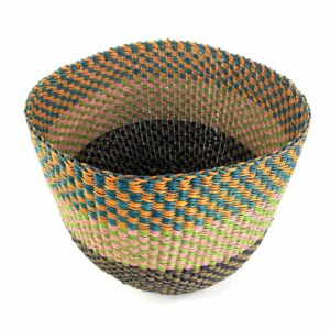 Top view of the three-tier planter basket showing the woven interior