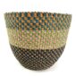Front view of the tiered planter basket, handwoven from elephant grass