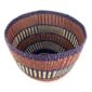 Top view of the earthy striped planter basket showing the woven interior