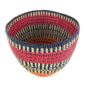 Top view of the bold striped planter basket showing the woven interior