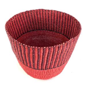 Top view of the tonal ribbed planter basket showing the woven interior
