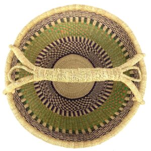 top view round african woven basket