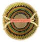 Top-down view inside the lime and orange xxl round bolga basket, showing the coiled base