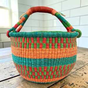 Large African woven Bolga basket handmade in Northern Ghana