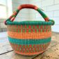 Large African woven Bolga basket handmade in Northern Ghana