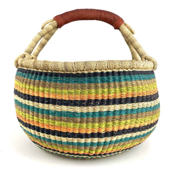 round-large-basket-848-casa-woven-2 Angled view of the large round Bolga basket, casa