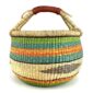 Angled view of the large round Bolga basket, treetop