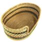 Angled view of the small Bolga cat or dog bed showing the green banding inside