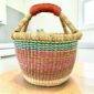 Small round Bolga basket in elephant grass, Bolgatanga Ghana