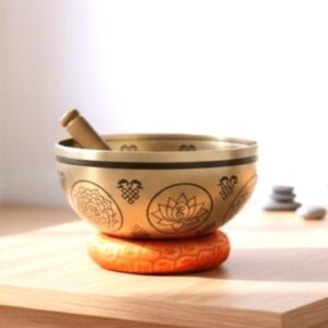 sound healing brass singing bowl decorated tibetan