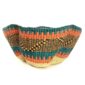 Front view of the teal and orange bolga wave basket on a white background