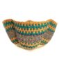 Front view of the orange, teal and purple bolga wave basket on a white background