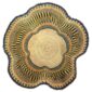 Top-down view inside the orange and navy bolga wave basket, showing the coiled base