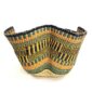 Front view of the orange and navy bolga wave basket on a white background