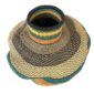 Angled view of the teal and rust Bolga wave pot basket showing the wave pattern