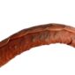 Second close-up of the scuffing along the leather handle of the red and green Mega Wawa basket