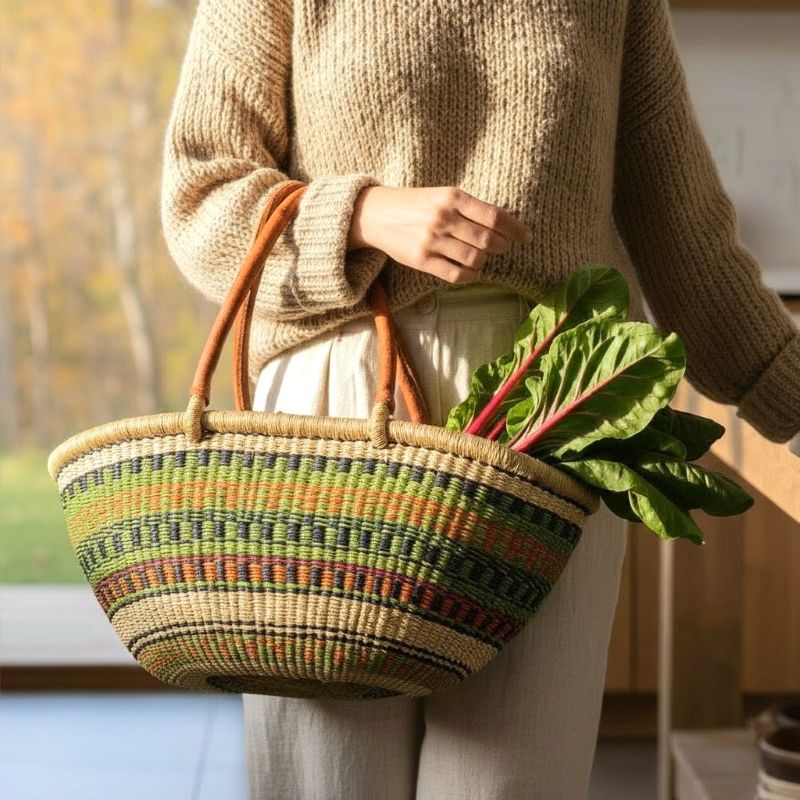 round-woven-bolga-basket-african-handmade large woven shopping basket for market shops