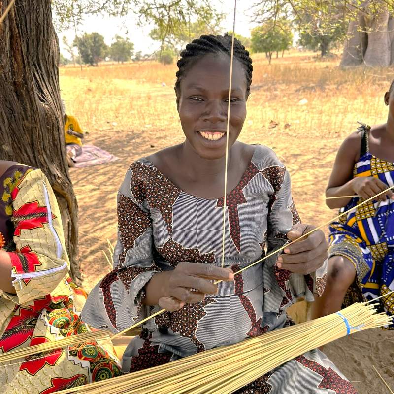 round-woven-bolga-basket-african-handmade Elephant grass for weaving Bolga baskets in Ghana