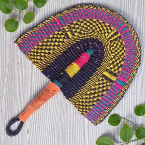 Close-up of woven fan texture.