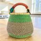 woven Bolga basket showing natural fibre texture and colour bands