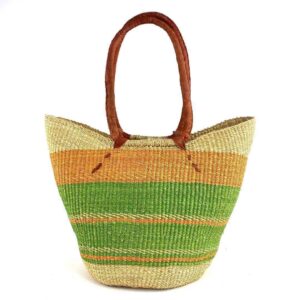 woven-market-basket-lh-272-bont-bashiri-2 Front view of the long handle market basket with broad bands of warm and fresh tones